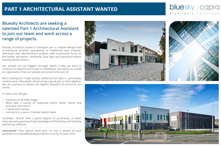 Part 1 Architectural Assistant vacancy bluesky
